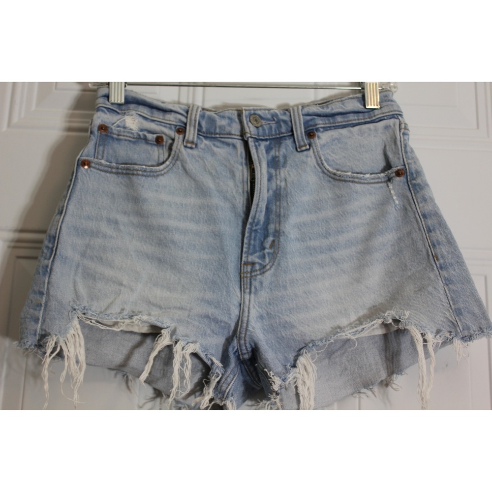 Abercrombie & Fitch Mom Trashcore Denim Shorts Frayed Grunge SZ 0 Coachella Edgy